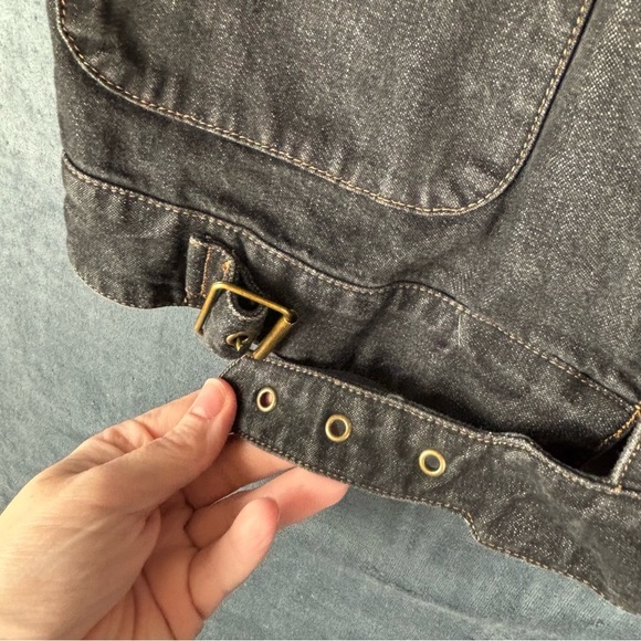 Lauren Ralph Lauren Women’s Med Dark Denim Moto Jacket w/ Gold colored hardware - Picture 6 of 15